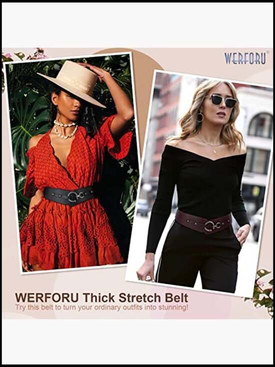 Vintage Stretch Waist Belt with Interlocking Buckle Y2K Chic Retro